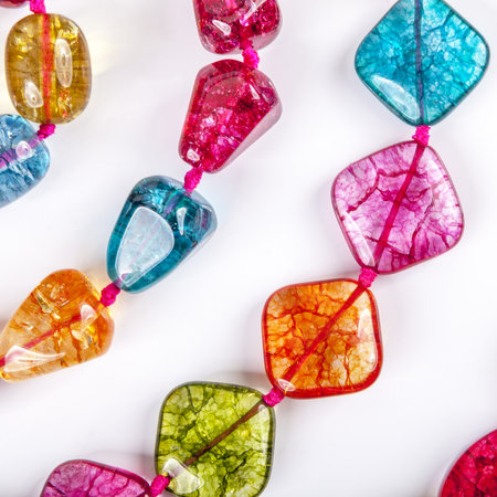 assorted glass beads, on whiteの写真素材