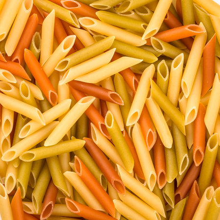Pasta Penne colorata texture background Traditional Italian foodの写真素材