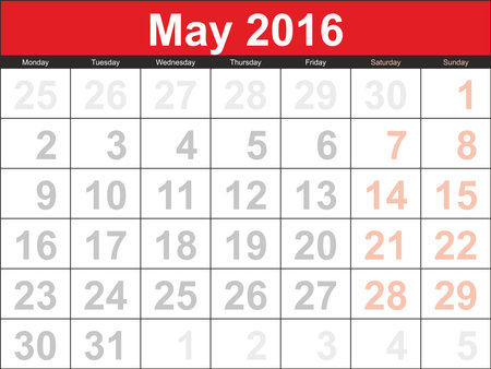 Vector planning calendar May 2016.のイラスト素材
