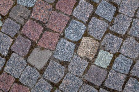 Granite cobblestoned pavement texture background.の写真素材