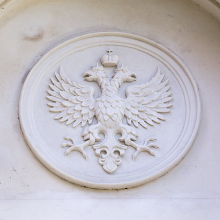 State symbols of Russia's, emblem of the double-headed eagle.の写真素材