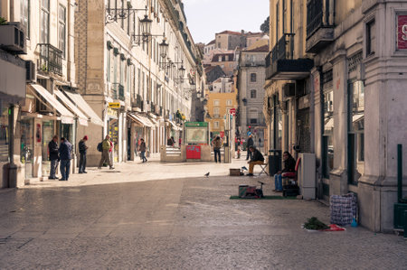 Lisbon, Portugal March 24, 2013: Old street in Lisbon downtownのeditorial素材