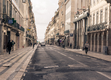 Lisbon, Portugal March 24, 2013: Old street in Lisbon downtownのeditorial素材