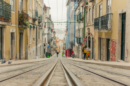 Lisbon, Portugal March 24, 2013: Old street in Lisbon downtownのeditorial素材