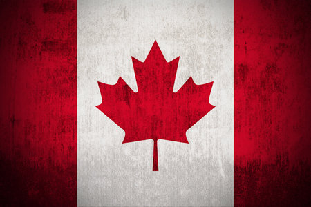 Weathered Flag Of Canada, fabric texturedの写真素材