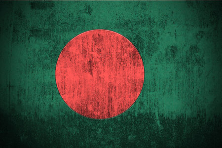 Weathered Flag Of Bangladesh, fabric texturedの写真素材