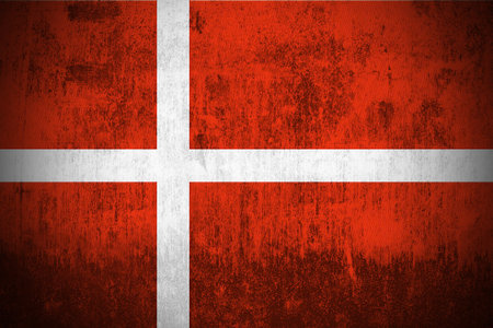 Weathered Flag Of Kingdom of Denmark, fabric texturedの写真素材