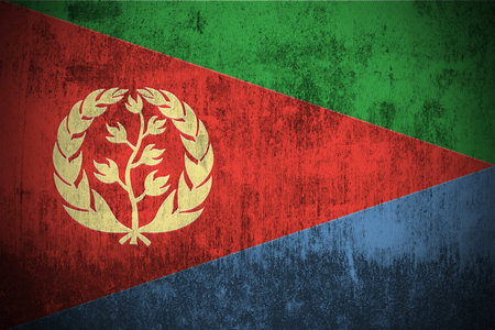Weathered Flag Of Eritrea, fabric texturedの写真素材