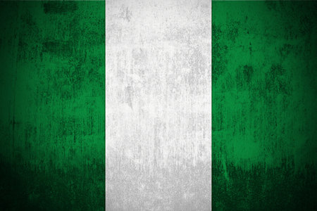 Weathered Flag Of Nigeria, fabric texturedの写真素材