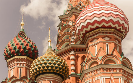 Detail of St. Basils cathedral on Red Square in Moscow, Russia.の写真素材