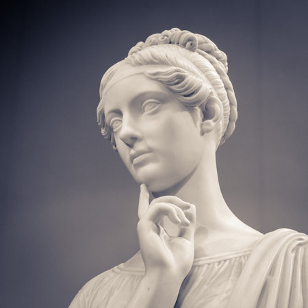 White marble head of young woman.の写真素材