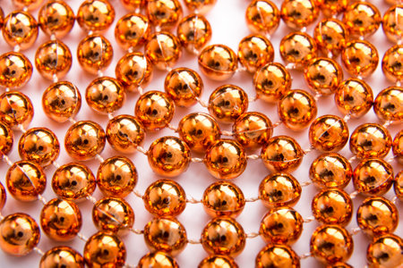Close up of little golden balls.の写真素材