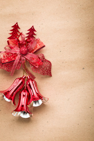Christmas bells on paper background.の写真素材