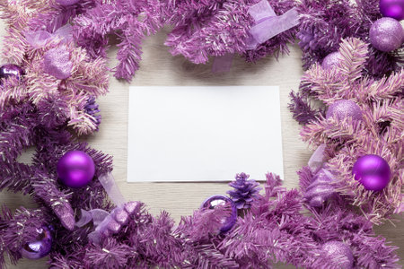 Christmas card parchment over fir tree.