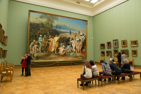 Moscow, Russia - November 5, 2015: The State Tretyakov Art Gallery in Moscow. The museum was founded in 1856 by merchant Pavel Tretyakov, the world's largest collection of Russian art.のeditorial素材