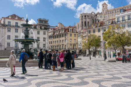 Lisbon, Portugal March 24, 2013: Rossio square with Statue of Dom Pedro IV, Lisbon Portugalのeditorial素材
