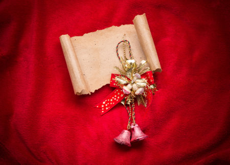 Letter to Santa Claus. Christmas red decorations with bellの写真素材