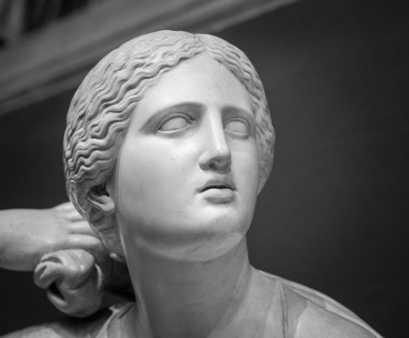 White marble head of young woman.の写真素材