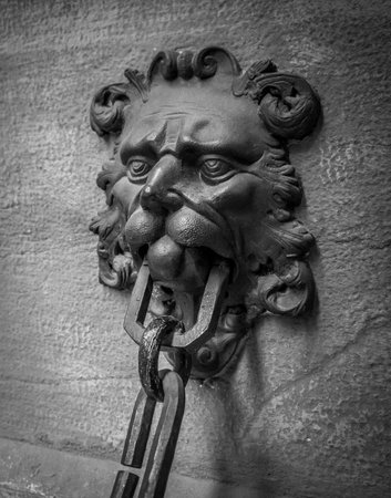 Doorknocker with head of lion.の写真素材