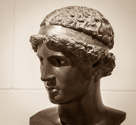 White marble head of young woman.の写真素材