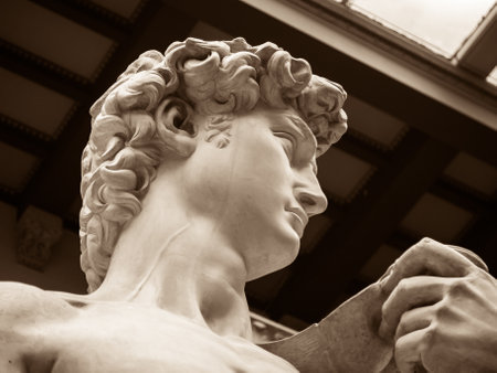 The detail of famous statue of David by Michelangelo.の写真素材