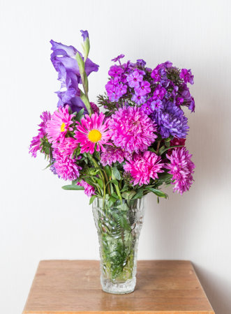 Colorful flower bouquet arrangement in vase.の写真素材
