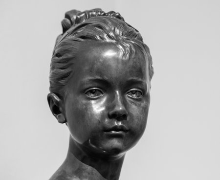 Moscow, Russia - February 16, 2016: Ancient marble portrait bust in Pushkin Museum of Fine Arts.のeditorial素材