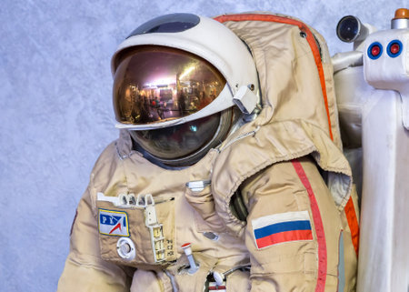 MOSCOW, RUSSIA - MAY 31, 2016: Russian astronaut spacesuit in Moscow space museum.のeditorial素材