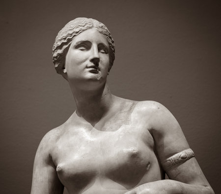 White marble head of young woman.の写真素材