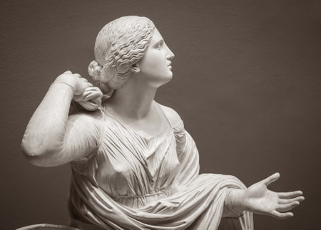 White marble head of young woman.の写真素材