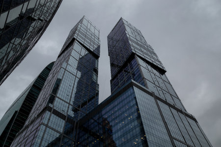Moscow, Russia - September 13, 2016: Modern glass skyscrapers in the Business center Moscow-city.
