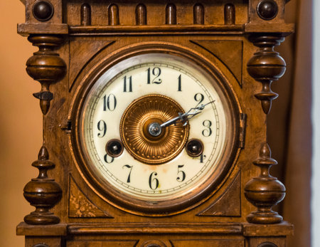 Vintage antique clock face closeup.