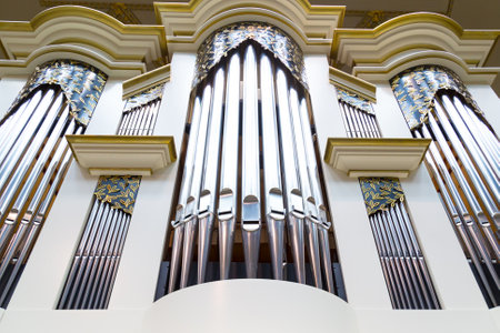 Pipe organ in the concert hall.の写真素材