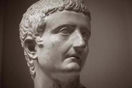 Marble sculpture of the emperor Tiberius.の写真素材