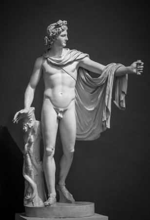 Apollo Belvedere statue. This sculpture is marble copy of lost bronze original made by Greek sculptor Leochares.の写真素材