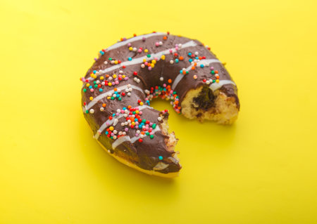 Donut on a color background.の写真素材