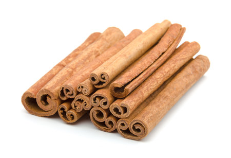 Cinnamon sticks  isolated on white background.の写真素材