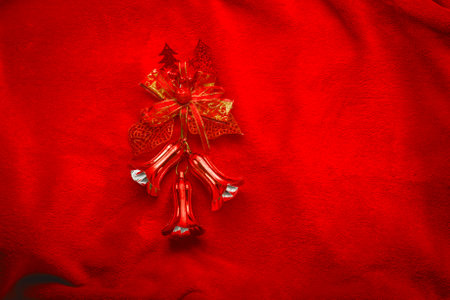Christmas card blank white paper on red.の写真素材