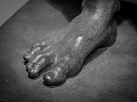 Stone foot of ancient Roman statueの写真素材