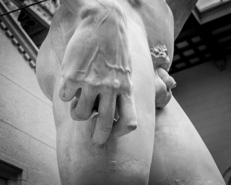stone statue detail of human handの写真素材