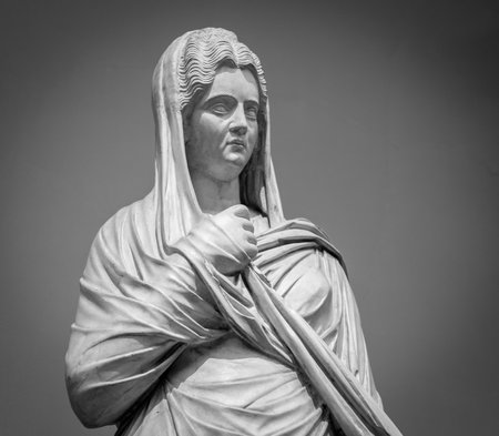 White marble head of young womanの写真素材