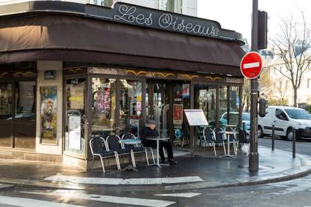 Paris, France, March 26, 2017: Typical bar in the old town of Paris, France.