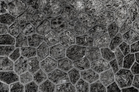 Stone pavement texture. Granite cobble stoned pavement background. Abstract background of old cobblestone pavement close-upの写真素材