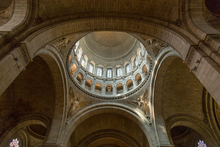 Paris, France, March 26, 2017: Interior of Roman Catholic church and minor basilica Sacre-Coeurのeditorial素材