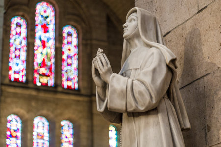Paris, France, March 26, 2017: Interior of Roman Catholic church and minor basilica Sacre-Coeurのeditorial素材