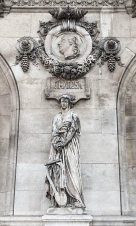 Architectural details of Opera National de Paris: Dance Facade sculpture by Carpeaux.の写真素材