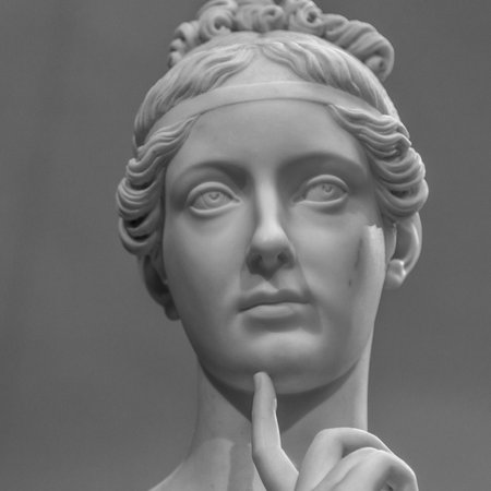 White marble head of young womanの写真素材