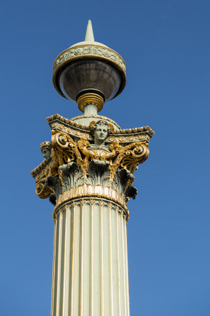 historical street lantern on the Place de la Concordeの写真素材