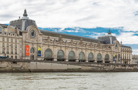 Paris, France, March 31 2017: DOrsay Museum on left bank of Seine. DOrsay housed in the former Gare DOrsay. DOrsay holds mainly French art dating from 1848 to 1915のeditorial素材