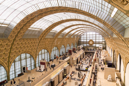 Paris, France, March 28 2017: The interior of musee dorsay on September 12 2015 in Paris. It is housed in the former Gare dOrsay, a Beaux-Arts railway station built between 1898 and 1900のeditorial素材